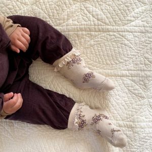 frill ankle sock daisy garden taupe