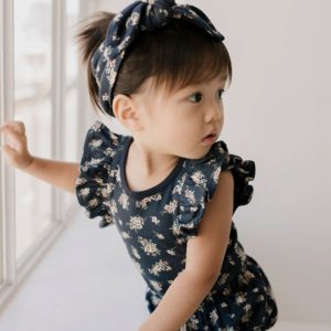 organic cotton frill singlet bodysuit sapphire floral